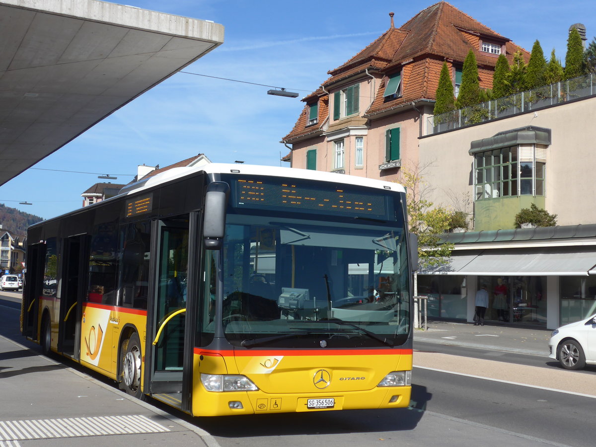 (185'929) - PostAuto Ostschweiz - SG 356'506 - Mercedes (ex Schmidt, Oberbren) am 19. Oktober 2017 beim Bahnhof Wattwil