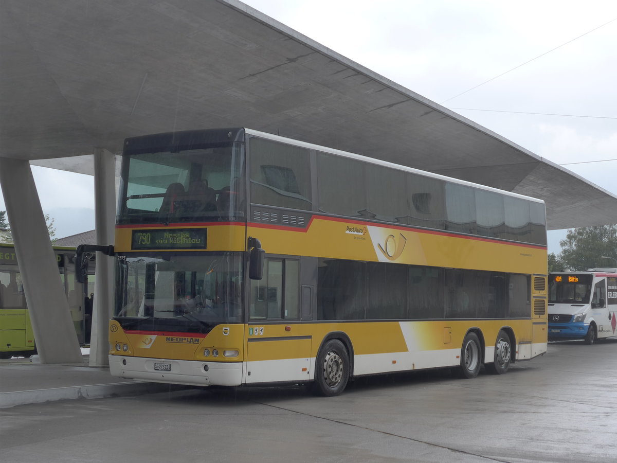 (196'316) - PostAuto Ostschweiz - SG 273'221 - Neoplan (ex AR 14'839; ex P 27'017) am 1. September 2018 beim Bahnhof Buchs