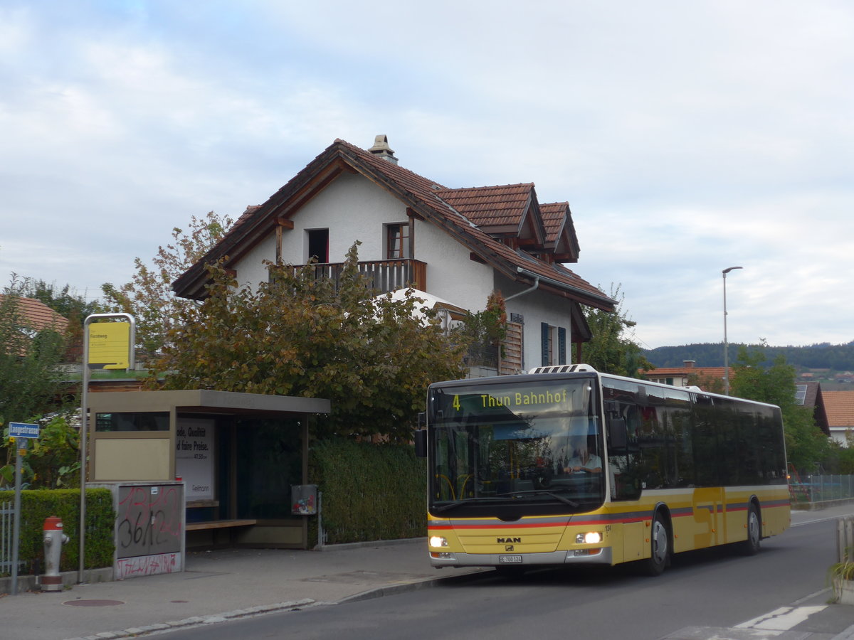 (197'910) - STI Thun - Nr. 124/BE 700'124 - MAN am 22. September 2018 in Thun-Lerchenfeld, Forstweg
