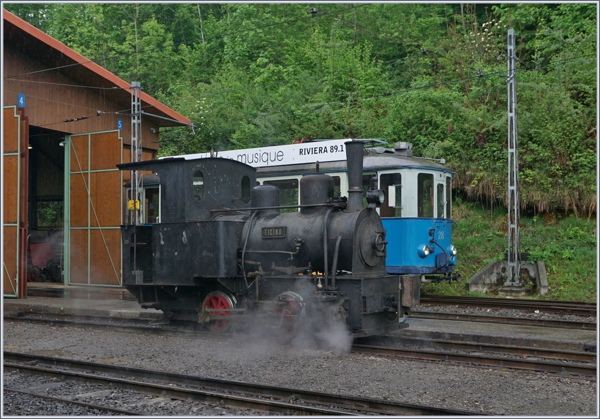 50 Jahre Blonay - Chamby; Mega Steam Festival: Die kleine Gastlok die G 2/2 Ticino, unterhalten von Herrn Martin Horath, in Chaulin.
11. Mai 2018