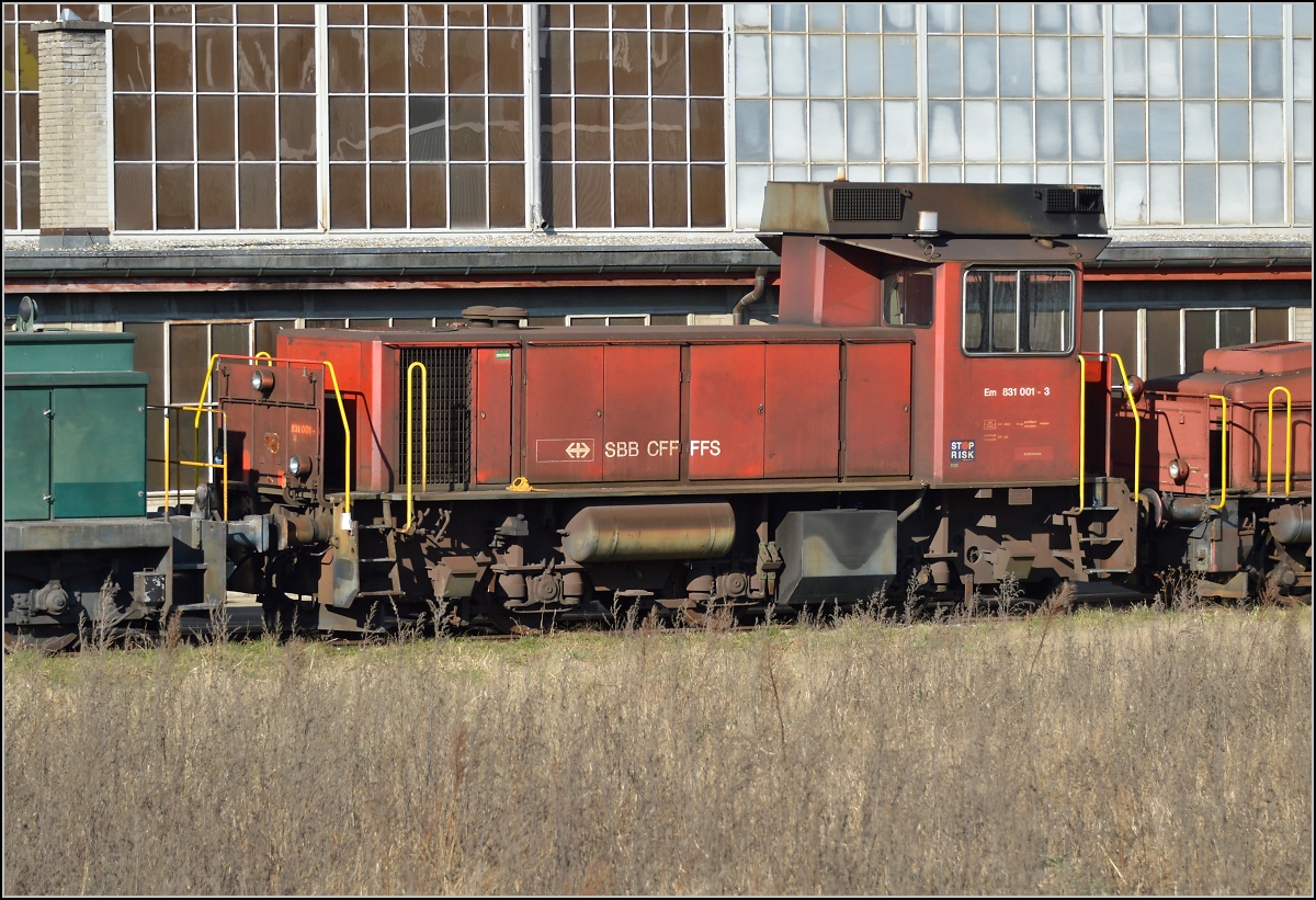 Aus der Traktorensammlung bei Stauffer in Frauenfeld, Rangierlok Em 831 001-3. Februar 2014 