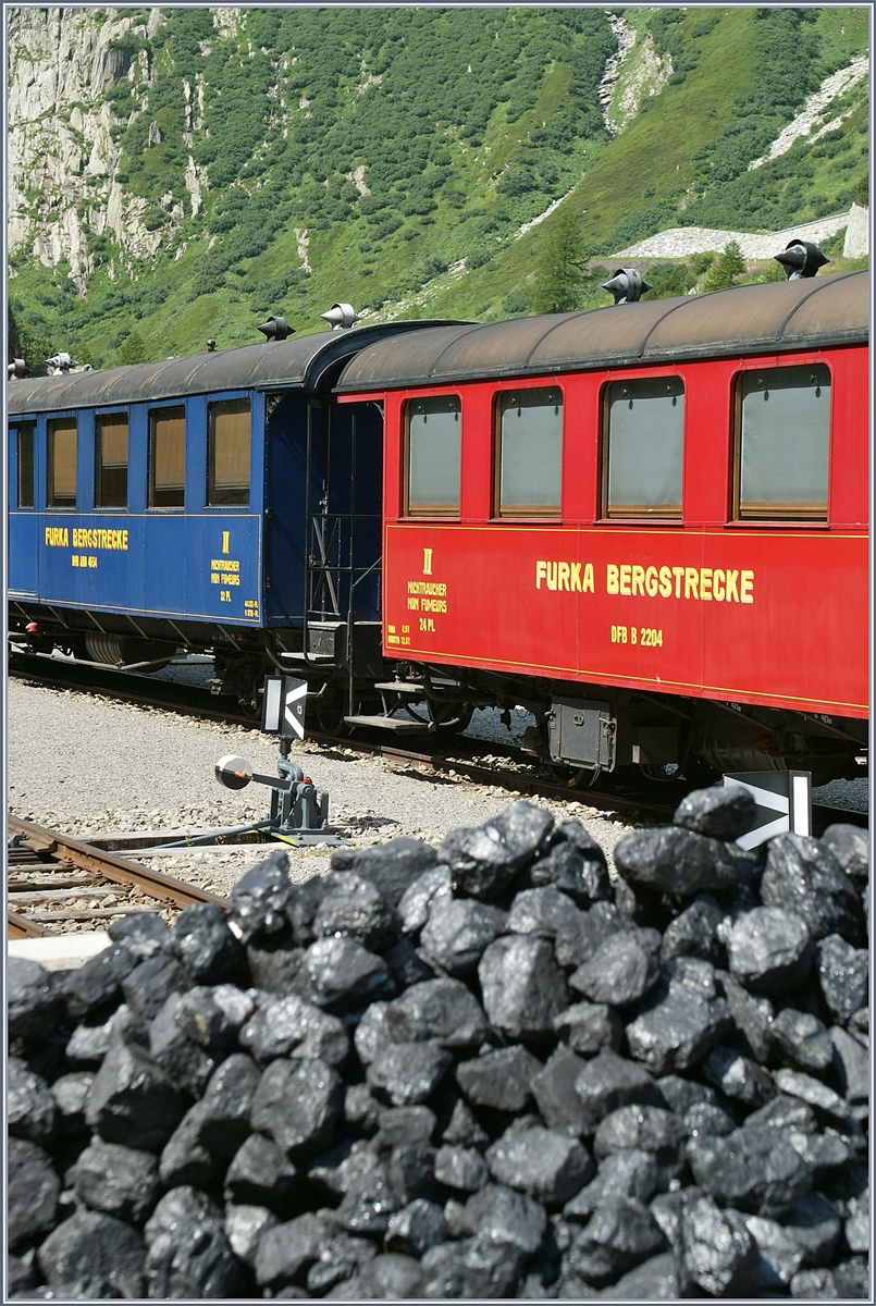 Dampfbahn Furka Bergstrecke Ambiente in Gletsch.
5. August 2013