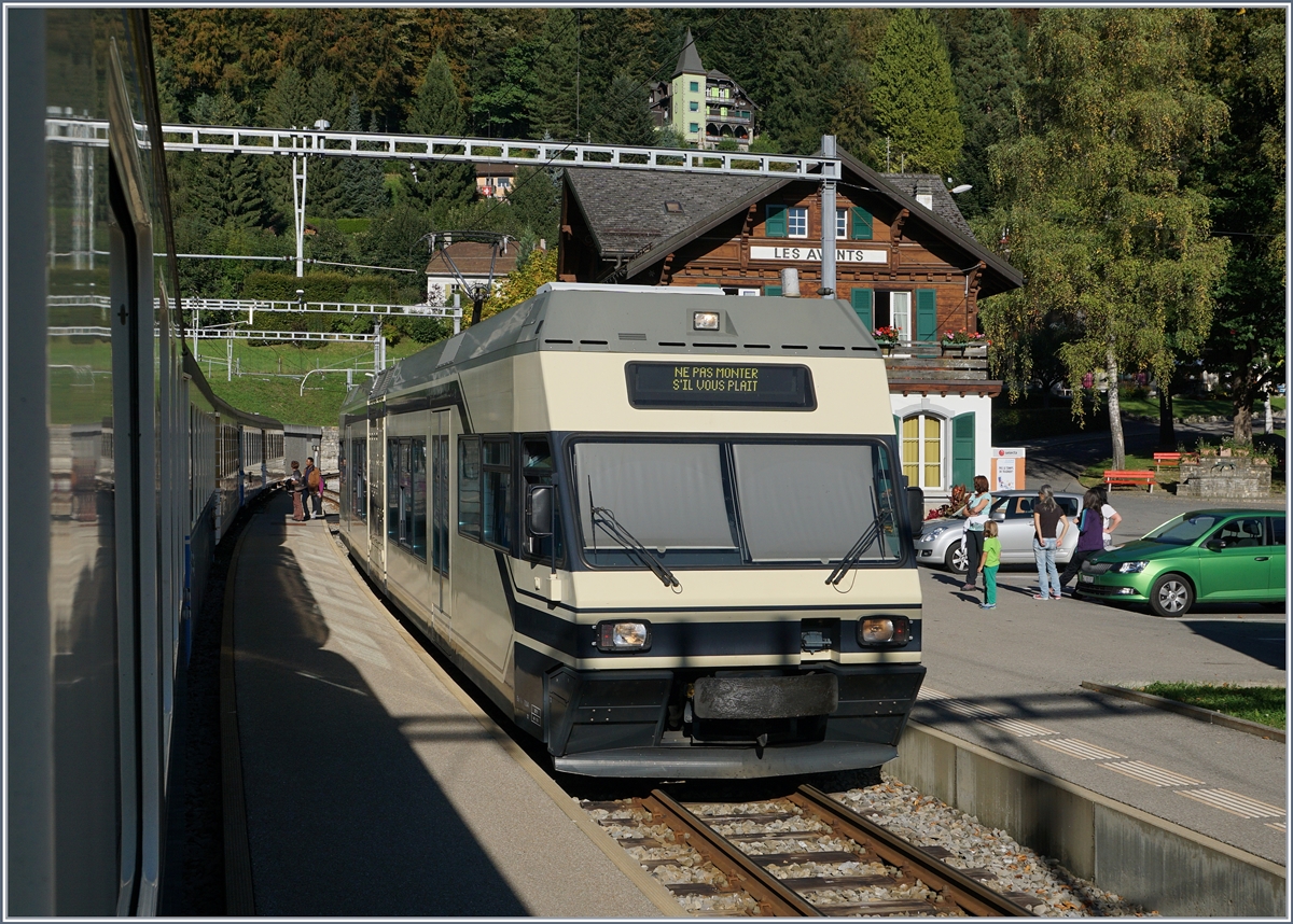 Der CEV MVR GTW Be 2/6 wartet in Les Avants auf die Rückfahrt nach Montreux.
30. Sept. 2016 