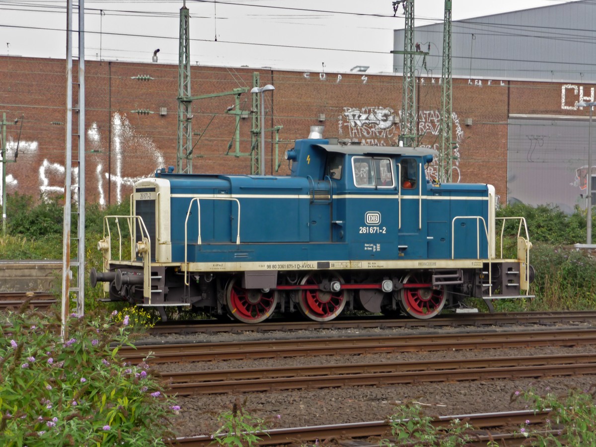 Die Aggerbahn-Lokomotive 361 671 am 25.09. in Düsseldorf.