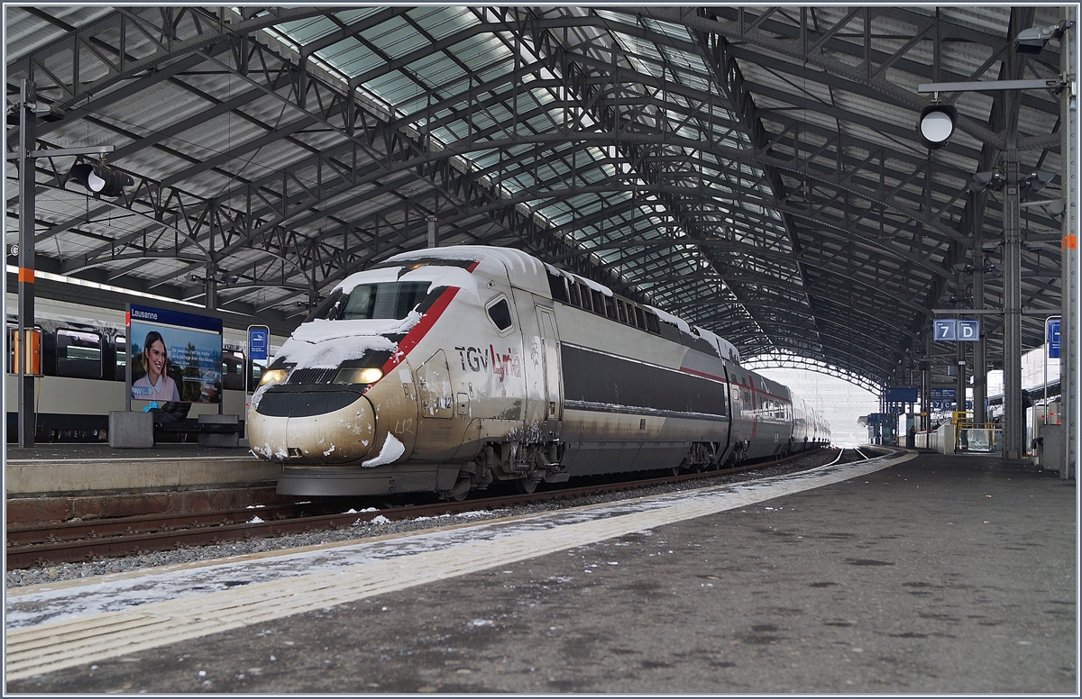 Ein TGV Lyria wartet in Lausanne auf die Abfahrt nach Paris.
1. März 2018