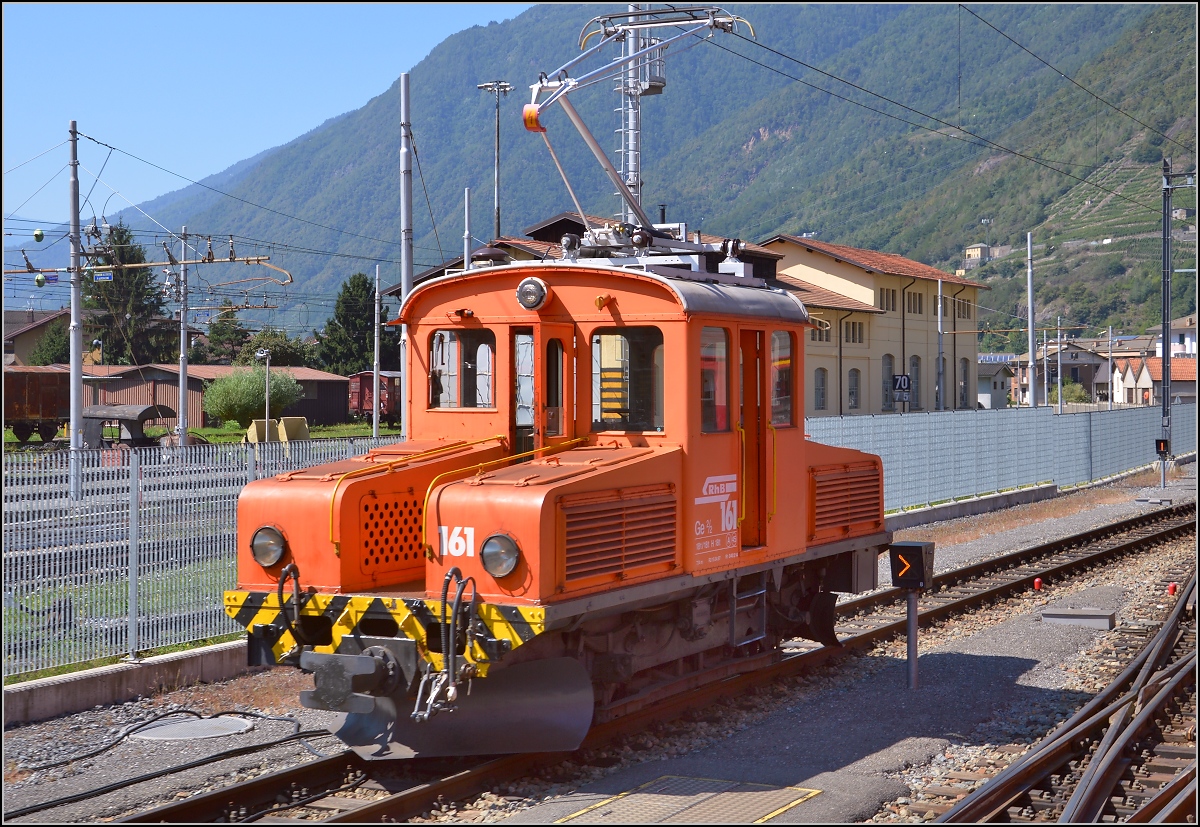 Ge 2/2 161 der Berninabahn, Baujahr 1911, in Tirano. August 2015.