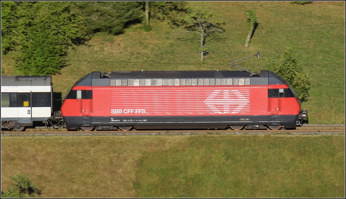 MEC Rümlingen und seine Modelleisenbahn im Massstab 1:1 mit Re 460 045-0. August 2018.