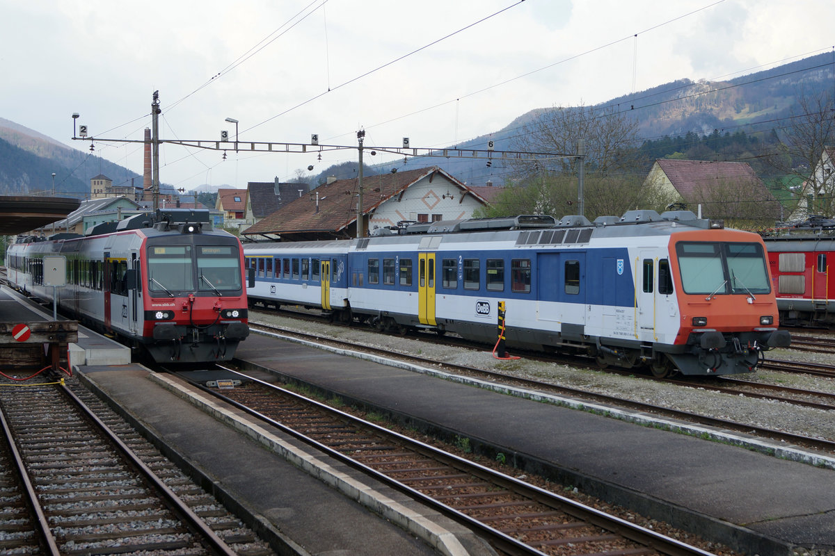 OeBB: Bahnhofsidylle Balsthal vom 3. April 2017.
Foto: Walter Ruetsch
