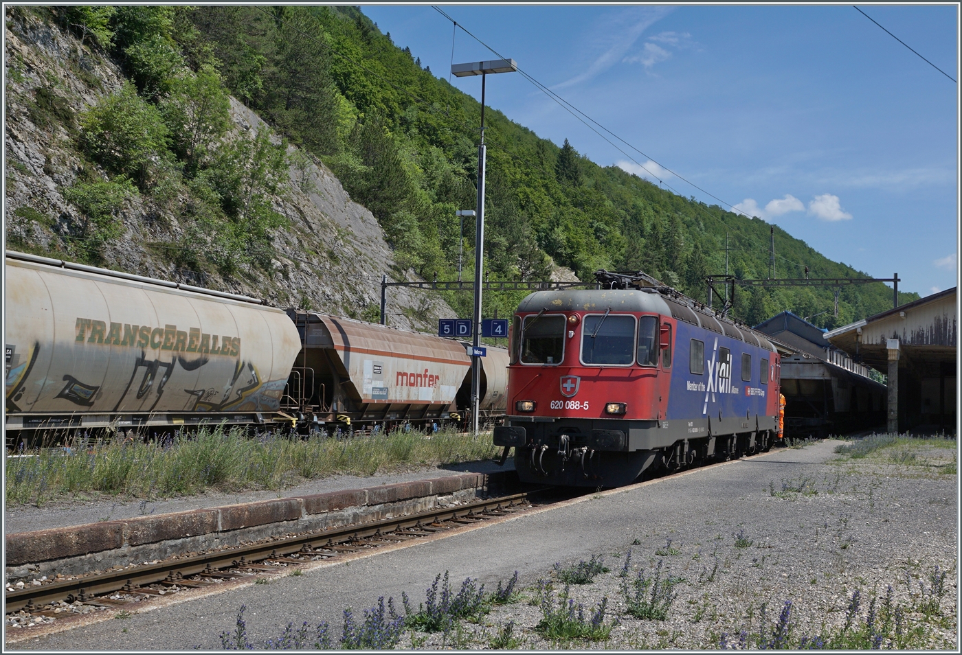 Die SBB Re 6/6 11688 (Re 620 088-5)  Linthal  hat den  Spaghetti -Zug von Domodossola II nach Vallorbe gebracht und rangiert nun für die Übernahme des Gegenzugs.

16. Juni 2022
