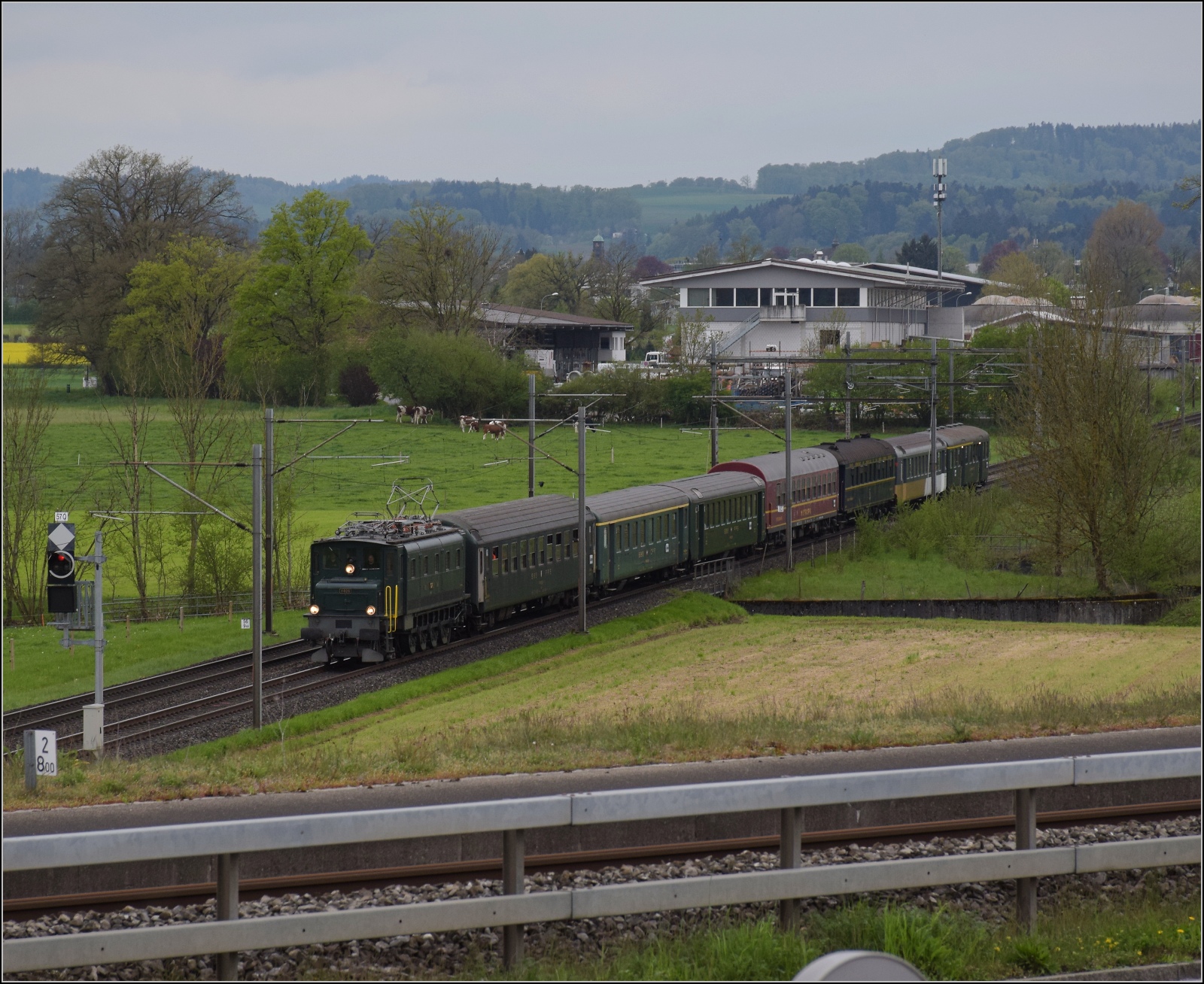 Rundfahrt vom Bodensee durchs Emmental mit 23 058 und Ae 4/7 11022.

Ae 4/7 11026 zwischen Langenthal und Kaltenherberge. April 2023. 