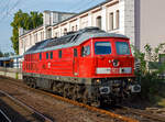 Die remotorisierte  Ludmilla  233 572-7 (92 80 1233 572-7 D-DB) der DB Cargo Deutschland AG, ex DB 232 572-8, DR 132 572-9, erreicht am 20.09.2018 als Lz den Hauptbahnhof Brandenburg an der Havel und fährt weiter zum Rbf (Rangierbahnhof). 
Die V 300 wurde 1978 von LTS (Luhanskyj Teplowosobudiwnyj Sawod auch bekannt als Lokomotivfabrik „Oktoberrevolution“  Lugansk (ehemals Woroschilowgrad)) unter der Fabriknummer 0832 gebaut und als 132 572-9 an die Deutsche Reichsbahn (DR) geliefert. Zum 01.01.1992 erfolgte die Umzeichnung in DR 232 572-8 und zum 01.01.1994 dann in DB 232 572-8. Im Jahre 2002 erfolgte dann der  Umbau und Remotorisierung im Ausbesserungswerk Cottbus mit einem neuen Zwölfzylinder-Viertakt-Dieselmotor vom Typ 12D49M, daraufhin erfolgte zum 28.11.2002 die Umzeichnung in DB 233 572-7.

In den 1960er Jahren wurde auf politischer Ebene beschlossen, dass der Traktionswandel in der DDR vor allem durch Diesellokomotiven zu erfolgen habe. Wegen der Spezialisierungsvereinbarungen innerhalb des RGW (Rat für gegenseitige Wirtschaftshilfe) konnte der künftige Bedarf der DR an leistungsstarken Diesellokomotiven aber nicht mehr aus einheimischer Produktion gedeckt werden, da bei so hohen PS-Leistungen elektrische Fahrmotoren benötigt werden. Der im deutschsprachigen Raum übliche dieselhydraulische Antrieb fiel damit aus.

Die damalige DR hatte bis dahin keine Erfahrung mit dieselelektrischer Antriebstechnik. Zudem gab es einen Beschluss innerhalb des RGW, dass Maschinen mit mehr als 2.000 PS nicht in der DDR gebaut werden sollten, da bereits sehr viele kleinere Diesellokomotiven aus DDR-Produktion kamen und die UdSSR um ihre Vormacht bei Großdiesellokomotiven fürchtete. Die Versuchslok V240 blieb deshalb ein Einzelstück.

Neben den reinen Güterzugloks der Bauart M62 (V 200, DR-Baureihe 120) „Taigatrommel“ sollten auch 30.00 PS starke, 140 km/h schnelle Loks mit elektrischer Zugheizung (später auch 160 km/h schnelle Maschinen mit 4.000 PS Leistung) aus der Sowjetunion beschafft werden. Deren Konstruktion erfolgte nach den Vorgaben der DR bei der Lokomotivfabrik Luhansk (damals Woroschilowgrad). Da eine zentrale elektrische Zugheizung für russische Verhältnisse eher ungeeignet ist, mussten entsprechende Aggregate völlig neu entwickelt werden und standen zum Lieferbeginn noch nicht zur Verfügung.

Die Lokomotiven der Baureihe 130 (DB 230), BR 131 (DB 231), BR 132 (DB 232, 233, 234 und 241) und BR 142 (DB 242) wurden ab 1970 aus der damaligen Sowjetunion in die DDR importiert und bei der Deutschen Reichsbahn in Dienst gestellt. Die Baumuster wurden noch als V 300 auf der Leipziger Messe vorgestellt.

Von der Baureihenfamilie wurden zwischen 1970 und 1982 insgesamt 873 Stück in Dienst gestellt. Im Volksmund sind die Dieselmaschinen unter dem Namen „Ludmilla“  geläufig. Heute sind bei der Deutschen Bahn nur noch aus der Baureihe 132 hervorgegangene Lokomotiven im Einsatz.

Die Umbau-Baureihe 233:
Im Jahre 2002 begann man mit dem Stabilisierungsprogramm der BR 232, zur Erhöhung der Zuverlässigkeit, Verfügbarkeit und Wirtschaftlichkeit, sowie der Reduzierung der Emissionswerte, der Umbau bestand im Wesentlichen aus:
Die Lok der BR 232 erhielt nun einen direkteinspritzenden V-12-Zylinder-Viertakt-Dieselmotor des russischen Typs Kolomna 12D49M  einer Nennleistung von 2.206 kW und einer maximal eingestellten Traktionsleistung von 1.900 kW ausgerüstet worden. Da der Umbau für den russischen Motor am geringsten war, entschied man sich für den Einbau dieses Motors. Während der Originalmotor ein 16-V-Zylinder-Dieselmotor (Kolomna 5D49) war, ist der neue Motor nur noch ein 12-Zylinder-V- Dieselmotor. Der der neue Motor hat einen Hubraum von 165,6 l gegenüber 220,9 l des alten Motors, die fast gleiche Leistung wird u.a. durch einen höheren Ladedruck erreicht. Dieser wurde von 1,3 bar auf nun 2,1 bar erhöht. Aber auch der Einspritzdruck (Beginndruck 380 bar gegenüber 320 bar) und der max. Verbrennungsdruck (140 bar gegenüber 115 bar) sind entsprechend höher.
Wie auch beim alten Motor können einzelne Zylindergruppen zur Dieseleinsparung bei Nichtbedarf abgeschaltet werden. Insgesamt wurden 65 Lokomotiven mit dem neuen Motor Typ Kolomna 12D49M ausgestattet und zur Unterscheidung als Baureihe 233 bezeichnet, dabei wurden die alten Ordnungsnummern beibehalten. 

Systemänderungen gegenüber dem 5D49 bestehen vor allem im Zweikreiskühlsystem, der Ausstattung mit zwei Ölwärmetauschern und der Notabstellung mittels Notstopp bzw. Luftabsperrklappe.
Die veränderte Lage des Abgasturboladers des 12D49M gegenüber dem 5D49 im Lokkasten erforderte außerdem den Einbau eines gekürzten Schalldämpfers. Weiterhin wurde die Verbrennungsluftanlage auf eine mit vier Papierfiltereinsätzen bestückte einseitige Luftansauganlage umgerüstet. 

Technische Daten der BR 233:
Spurweite: 	1.435 mm (Normalspur)
Achsformel: Co’Co’
Länge über Puffer: 20.820 mm
Achsabstand im Drehgestell:  2 x 1.850 mm (3.700 mm)
Dienstgewicht: 122t
Radsatzfahrmasse:  20,4 t 
Anfahrzugkraft: 294 kN
Dauerzugkraft: 194 kN
Höchstgeschwindigkeit: 120 km/h
Treibraddurchmesser: 	1050 mm

Motorart: direkteinspritzenden V-12-Zylinder-Viertakt-Dieselmotor mit Abgasturbolader und Ladeluftkühlung, 4 Ventile pro Zylinder
Motorentyp: Kolomna 12D49M
Motorleistung: 2.206kW (2.999 PS) bei 1.000 U/min
Motorhubraum: 165,6 l
Ladeluftdruck: 2,1 bar
Einspritzbeginndruck: 380 bar
Max. Verbrennungsdruck: 140 bar

Leistungsübertragung: elektrisch
Traktionsgeneratortyp: GS-501A
Traktionsgeneratorleistung: 	2.190kW
Traktionsleistung: 1.830 kW (6 x 305 kW)
Anzahl der Fahrmotoren: 6 (á 305 kW)
Fahrmotortyp: ED 118 A
Tankinhalt: max. 6000 l
