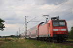146 003-9 fährt mit ihrem RE60 (4971) nach Mannheim durch Bickenbach.