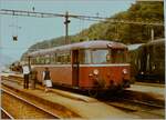 br-795-796-798-2/838439/ein-db-schienenbus-vt98-wartet-in Ein DB Schienenbus VT98 wartet in Koblenz (CH) auf seine Fahrgäste nach Waldshut (D). 

Analogbild vom 30. Juli 1982