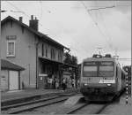 Ein TRAVYS NPZ in der alten Station von Le Brassus. Seit einigen Jahren wurde etwas nrdlicher eine neue Station errichtet und somit die Strecke um ein paar hundert Meter gekrzt. 
23. Juli 2006