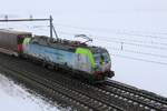 Ein kalter Tag an der Bahnlinie Bern-Thun: BLS Re 475 402,  23.1.17