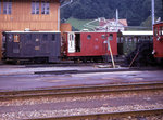 Schynige Platte Bahn: Zwei Loks wurden in schwarzer Farbe von der WAB übernommen, Lok 55 im Jahre 1963, Lok 61 im Jahre 1970. Lok 55 erhielt sofort den SPB-rötlichbraunen Anstrich und die Nummer 15 und wurde 1992 an die WAB zurückgegeben; seit 1997 Denkmal in Münchenstein. Lok 61 wurde zur rötlichbraunen Lok 21 und 1981 an die WAB zurückgegeben. Dort wurde sie erstmals grün und kam dann mit der Nummer 61 im Jahre 1992 endgültig zur Schynigen Platte Bahn. Im Bild stehen die beiden Loks 61 (noch schwarz) und 15 in Wilderswil, 24.August 1970.  