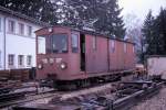 Alte Triebfahrzeuge in Langenthal (Oberaargau - Jura - Bahn OJB): De4/4 51 von Ringhoffer / Alioth aus dem Jahr 1908 mit Holzkasten (und einseitig neuem Fhrerstand); 180 PS. Bis 1968 im Gterdienst. 26.April 1970. 