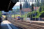 Einfahrt des Waldenburgerbahnzugs 119-115-15 in Liestal. 22.Juni 2017 