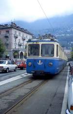 620-locarno-domodossola-centovallibahn/375615/abe-88-24-vigezzo-der-centovallibahn ABe 8/8 24 'Vigezzo' der Centovallibahn in Locarno. Die innerstädtische Strecke wurde 1990 durch eine eine Tunnelstrecke ersetzt. Das Foto machte meine Mutter bei einem Tessinurlaub Mitte der 1980er Jahre.