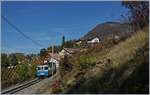 Die MOB ABDe 8/8 werden weiterhin, wenn auch unregelmässig in HVZ Umläufen Montreux - Chernex - Montreux eingesetzt: Hier Bilder des ABDe 8/8 4001 SUISSE bei Planchamp vom 25. Oktober 2018