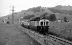 Mit einem Zug von Appenzell nach St. Gallen ist ABDeh 4/4 3 im Frühjahr 1979 kurz vor Gais unterwegs