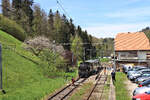 Wasen im Emmental am 9.Mai 2021 mit einem Zug des Vereins Historische Eisenbahn Emmental. Der Zug besteht aus der Lok Ed 3/4 2 (urspr. SMB) - Bi 527 - ABDi 722 - K2 34159. 