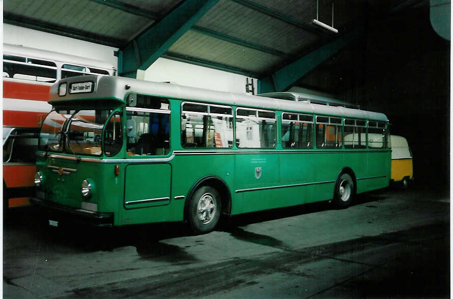 (002'415) - AFA Adelboden - Nr. 1/BE 210'631 - FBW/FHS (ex BVB Basel Nr. 52) im Januar 1988 im Autobahnhof Adelboden 