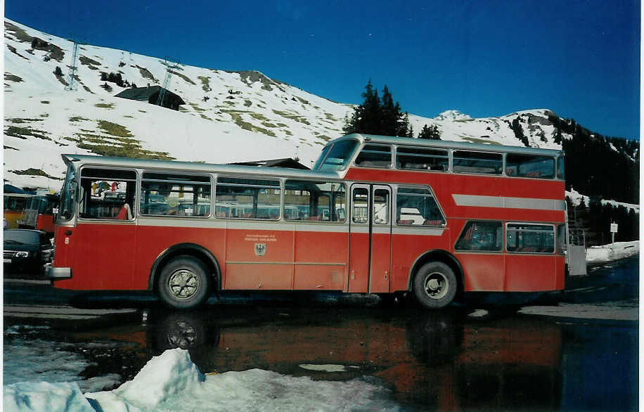 (005'325) - AFA Adelboden - Nr. 6/BE 26'706 - FBW/Vetter-R&J Anderthalbdecker am 25. Februar 1990 in Adelboden, Geilsbrggli