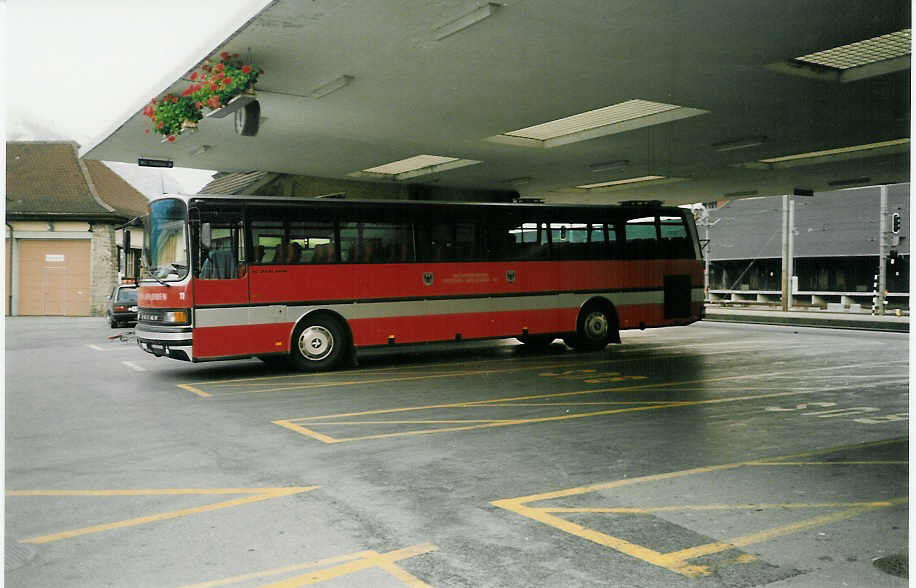 (006'419) - AFA Adelboden - Nr. 11/BE 345'172 - Setra am 12. August 1990 beim Bahnhof Frutigen