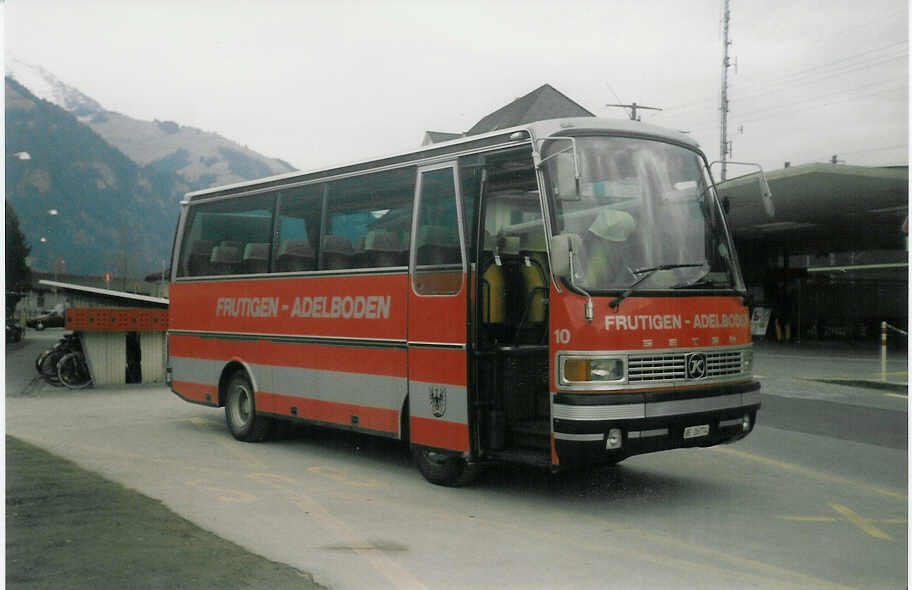 (016'314) - AFA Adelboden - Nr. 10/BE 26'774 - Setra (ex Frhlich, Zrich) am 3. Mrz 1997 beim Bahnhof Frutigen