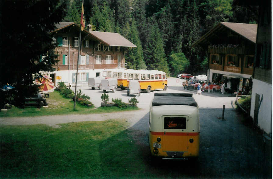 (018'729) - Geiger, Adelboden - Nr. 3/BE 1585 - Saurer/Gangloff am 25. August 1997 auf der Griesalp (25 Jahre Verkehrsverein Kiental)