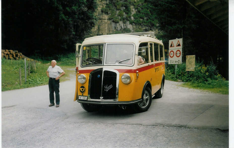 (018'736) - Geiger, Adelboden - Nr. 3/BE 1585 - Saurer/Gangloff am 25. August 1997 in Tschingel bei Kiental (25 Jahre Verkehrsverein Kiental)