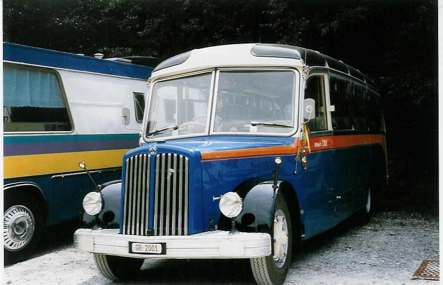 (025'402) - Wihler, Chur - GR 2001 - Saurer/FHS (ex Granella, Wrenlingen; ex Amstein, Willisau) am 15. August 1998 in Heitenried, Sensegraben