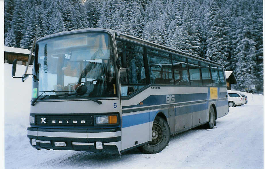 (029'008) - AFA Adelboden - Nr. 5/BE 26'705 - Setra (ex Nr. 25) am 12. Januar 1999 in Adelboden, Unter dem Birg