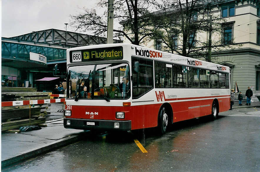 (030'933) - WV Winterthur - Nr. 261/ZH 539'261 - MAN am 18. April 1999 beim Hauptbahnhof Winterthur