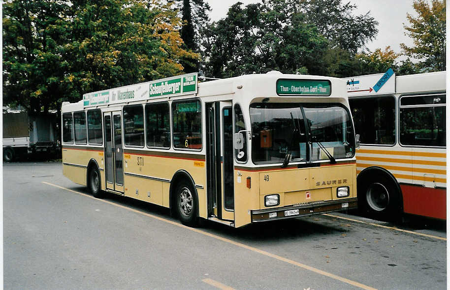 (037'319) - STI Thun - Nr. 49/BE 396'549 - Saurer/R&J am 15. Oktober 1999 bei der Schifflndte Thun