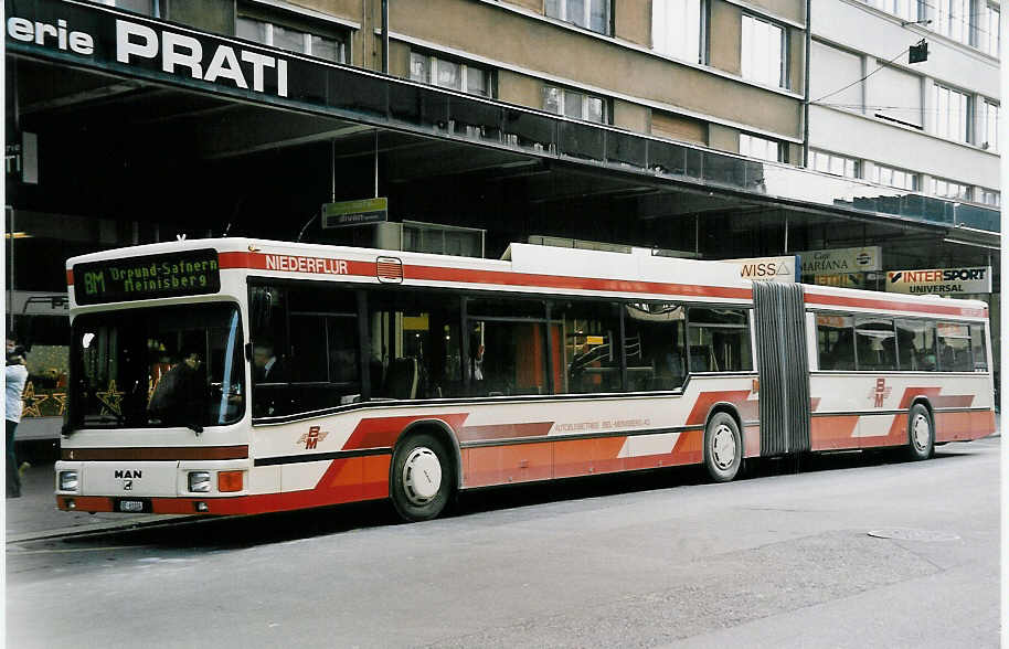 (050'824) - ABM Meinisberg - Nr. 4/BE 61'024 - MAN (ex Nr. 6) am 15. Dezember 2001 beim Bahnhof Biel