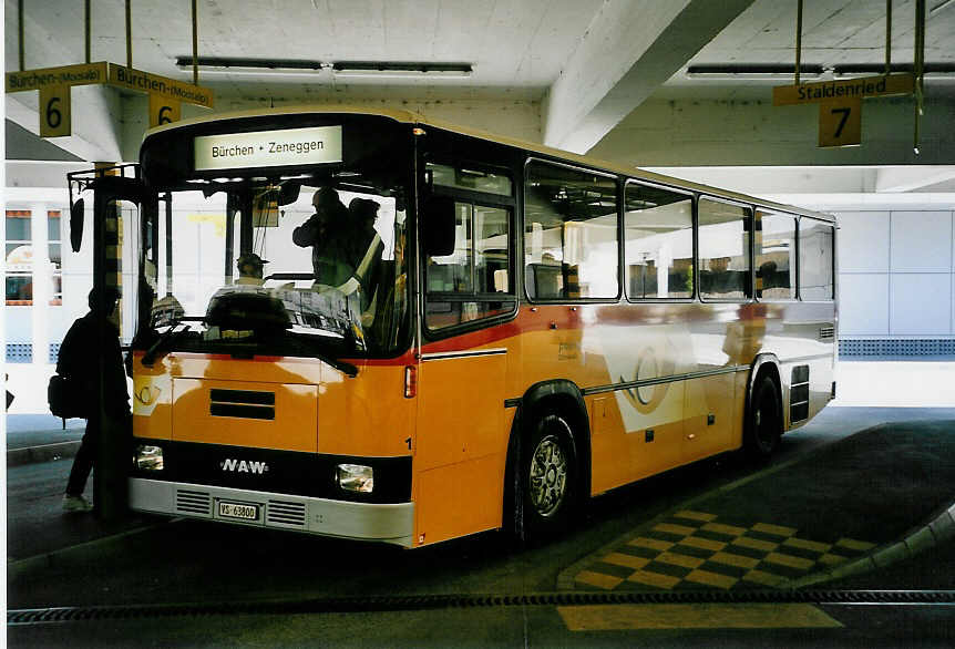 (053'015) - Autotour, Visp - Nr. 1/VS 63'800 - NAW/Lauber (ex Lehner, Brchen Nr. 1) am 18. April 2002 in Visp, Postauotstation