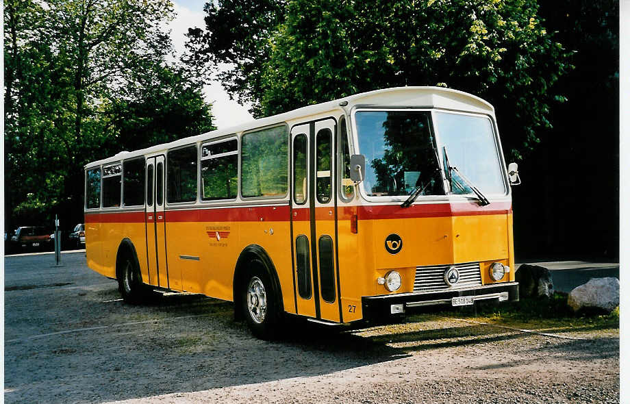 (053'532) - Gast, Gwatt - Nr. 27/BE 518'148 - Saurer/Tscher (ex AVG Grindelwald Nr. 28+27+19; ex Lienert, Einsiedeln) am 30. Mai 2002 in Thun, Lachenwiese