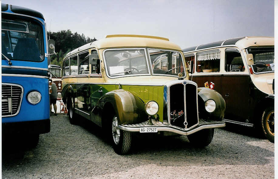 (055'707) - Twerenbold, Baden - AG 27'527 - Saurer/R&J am 31. August 2002 in Niederbipp, Saurertreffen