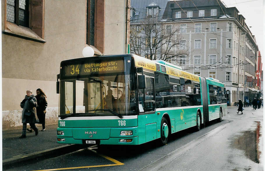 (059'702) - BVB Basel - Nr. 766/BS 3266 - MAN am 10. April 2003 in Basel, Claraplatz