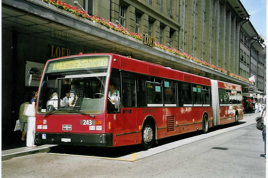 (060'701) - Bernmobil, Bern - Nr. 243/BE 518'243 - Van Hool am 13. Juni 2003 beim Bahnhof Bern