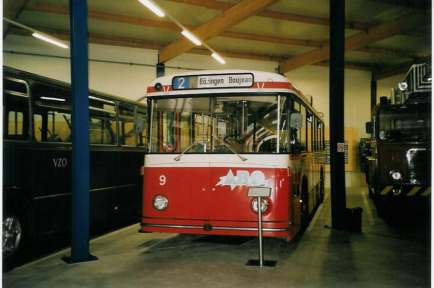 (060'821) - VB Biel (TVB+TVS) - Nr. 9 - FBW/R&J Trolleybus am 21. Juni 2003 in Wetzikon, FBW-Museum