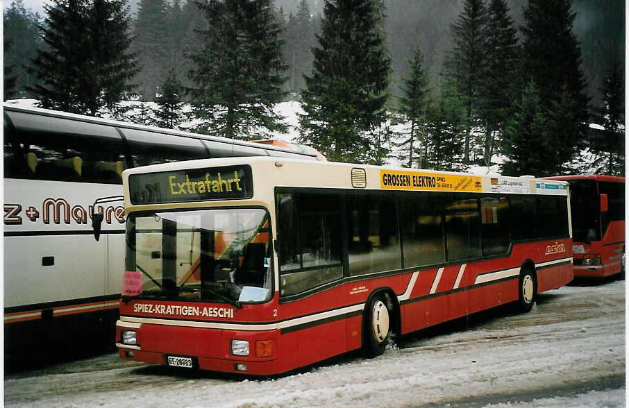 (065'328) - ASKA Aeschi - Nr. 2/BE 26'783 - MAN am 7. Februar 2004 in Adelboden, Unter dem Birg