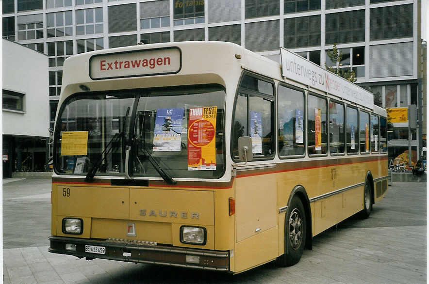 (069'915) - STI Thun - Nr. 59/BE 413'459 - Saurer/R&J am 5. August 2004 in Thun, Aarefeldplatz