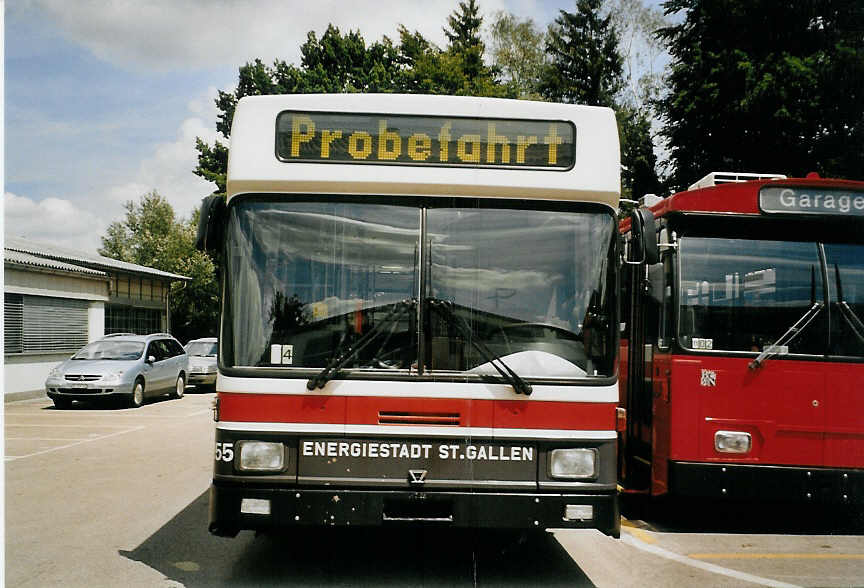 (078'303) - VBSG St. Gallen - Nr. 155 - NAW/Hess Gelenktrolleybus am 9. Juli 2005 in Bellach, Hess