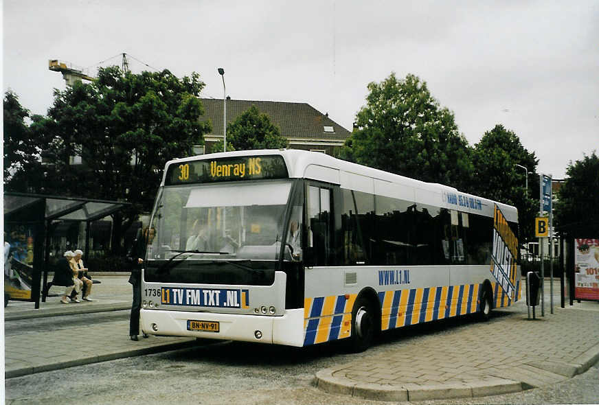 (078'919) - Hermes, Kampen - Nr. 1736/BN-NV-91 - VDL Berkhof am 21. Juli 2005 beim Bahnhof Venlo