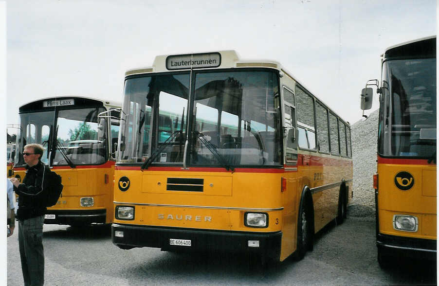 (079'904) - Kolb&Binggeli, Matten - Nr. 3/BE 606'400 - Saurer/R&J (ex Schmocker, Stechelberg Nr. 3; ex Nr. 1; ex Gertsch, Stechelberg Nr. 1) am 27. August 2005 in Niederbipp, Saurertreffen