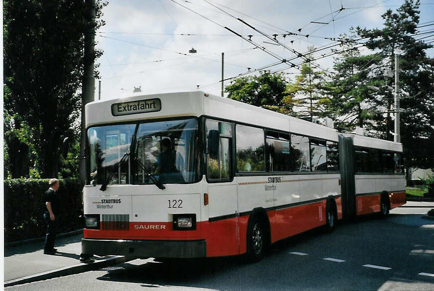 (080'115) - SW Winterthur - Nr. 122 - Saurer/FHS Gelenktrolleybus am 28. August 2005 in Winterthur, Post Seen