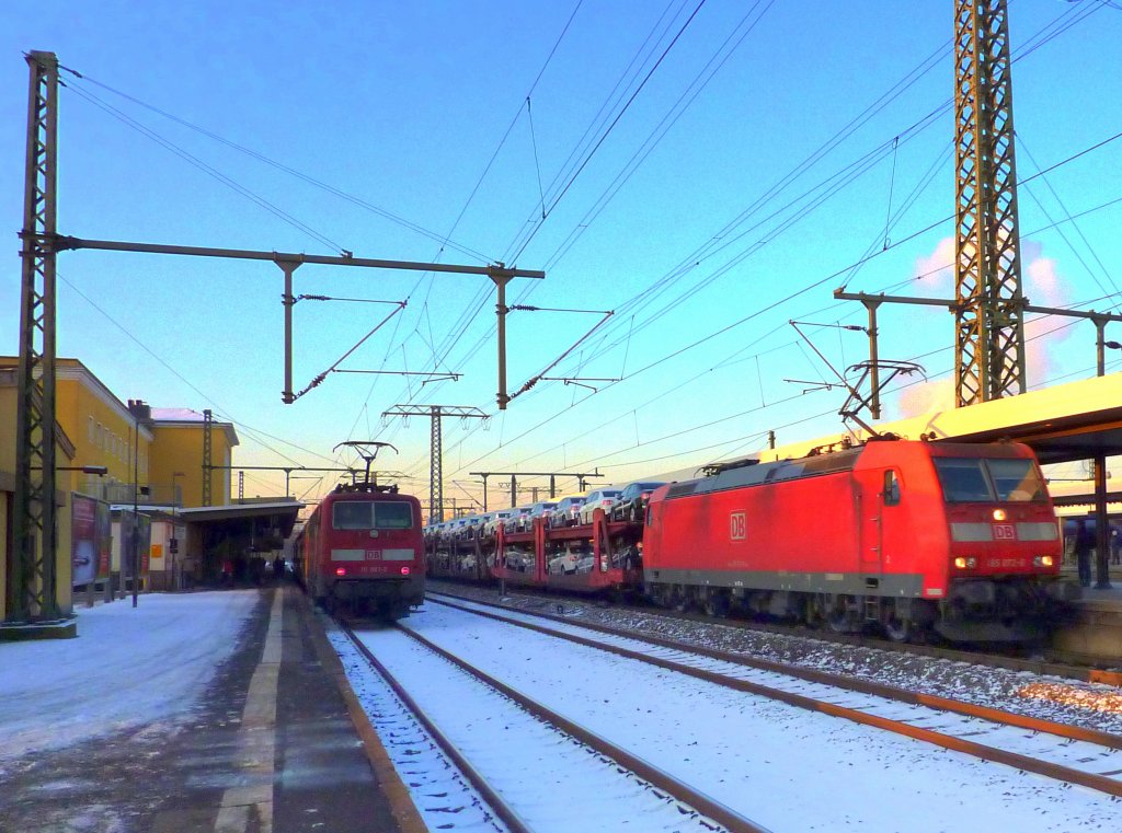 111 097 und 185 072 am 05.01.10 in Fulda